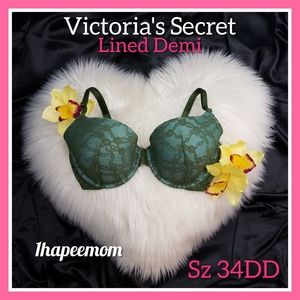 Victoria's Secret Bra 34DD Lined Demi Lace Velvet